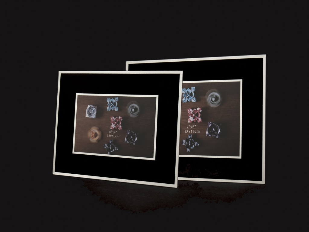 Foto ramme, glass, svart + sølv, 6" x 4", 23 x 18 cm