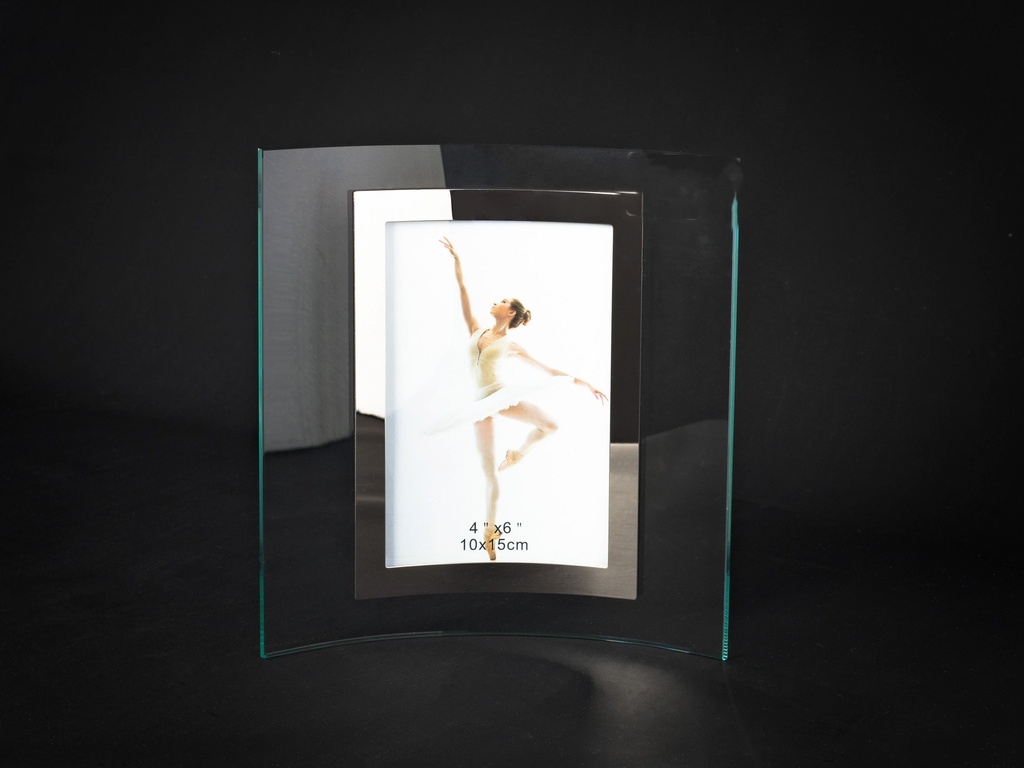 Fotoramme i glass & rustfritt stål, foto str.:4''*6, 20*18*3,5 cm