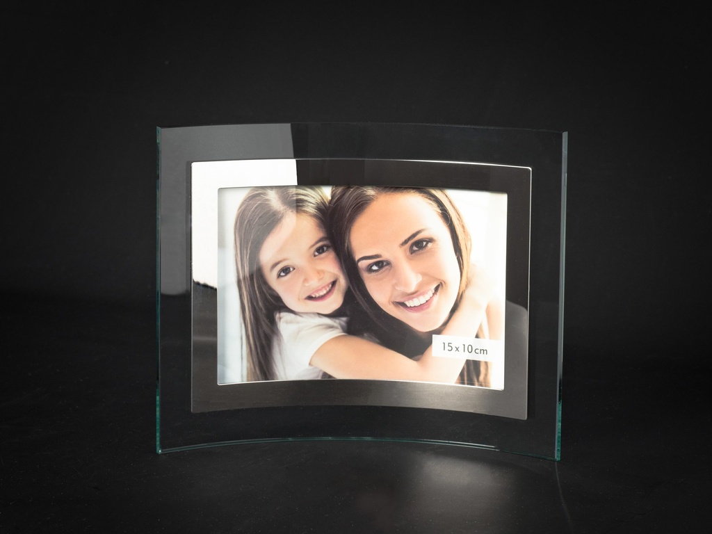 Fotoramme i glass & rustfritt stål, foto str.:6''*4", 15*18,3*3,5 cm
