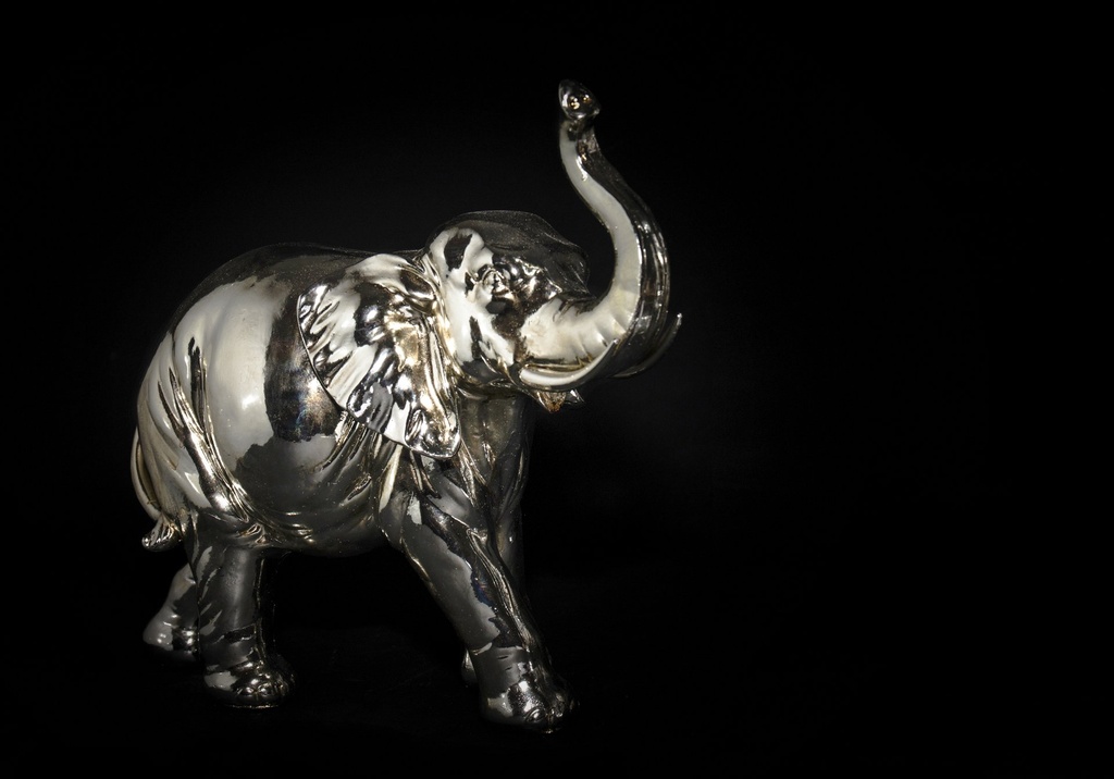 [80151] Elefant i sølv, 30 x 12,5 x 26,5 cm