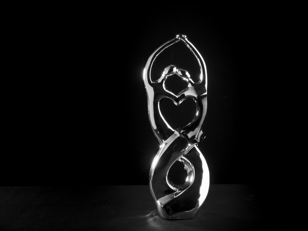 [80163] Parfigur i sølv & svart, H - 29 cm.