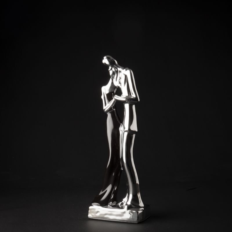 [80169] Parfigur i sølv & svart, H - 29 cm.