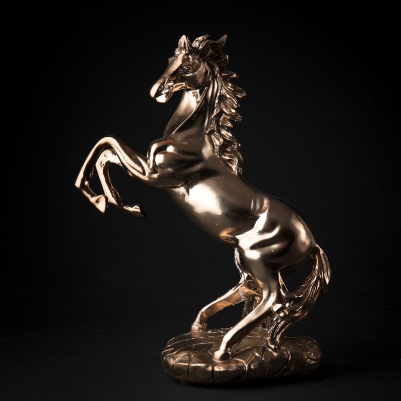 Steilende hest i kobber, 33 x 19 x 10 cm