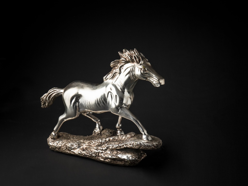 [80175] Hest i antikk sølv, 38 x 10 x 29 cm