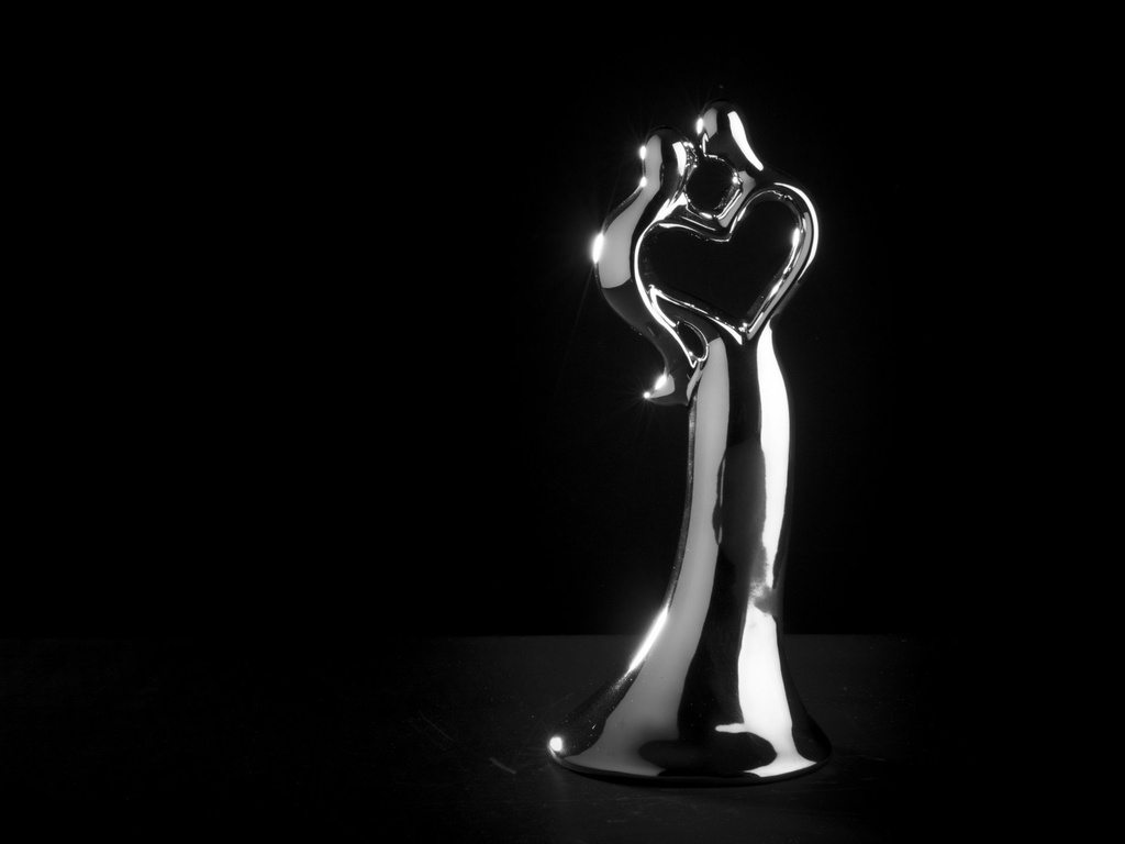 Parfigur m/lite hjerte, blankt sølv, 25,5 x 11,5 x 9,5 cm