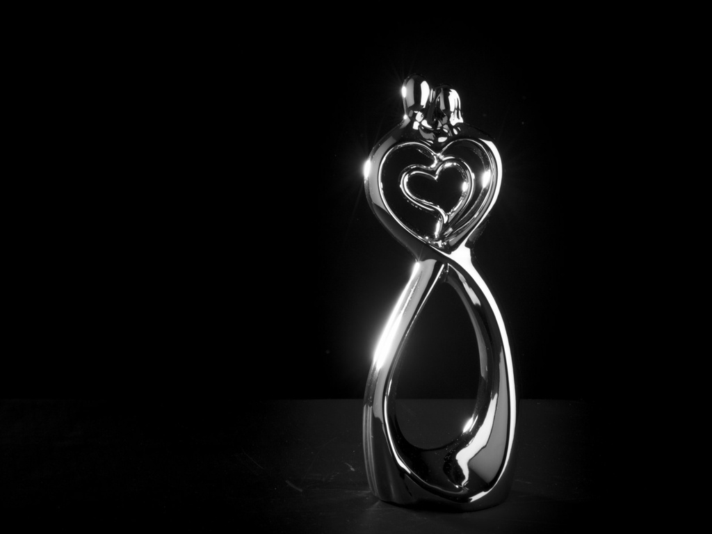 [80232] Parfigur m/lite hjerte, blankt sølv, 25 x 10 x 7,5 cm