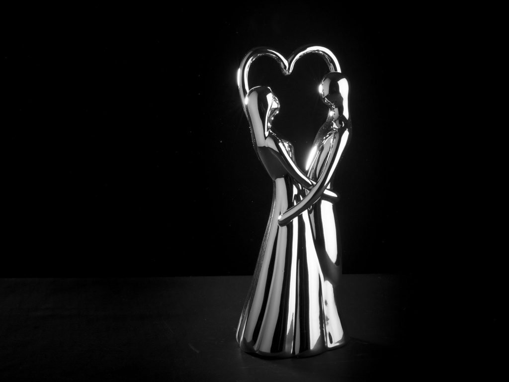Parfigur m/hjerte i blankt sølv, 26 x 10 x 8 cm