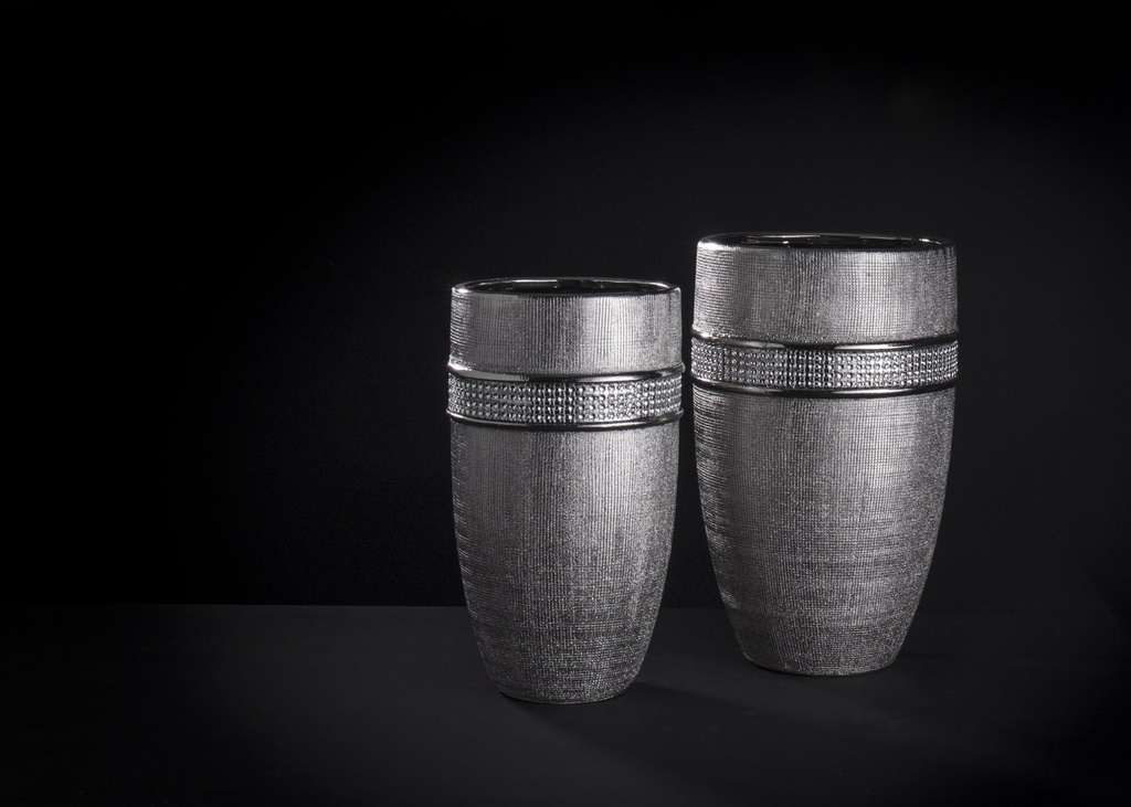 Potte, sølv m/krystaller, H - 26 / dia. 16 cm