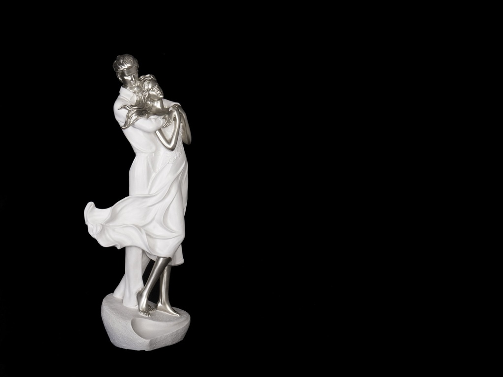 Parfigur, hvit & sølv, 41 x 15,1 x 12,5 cm