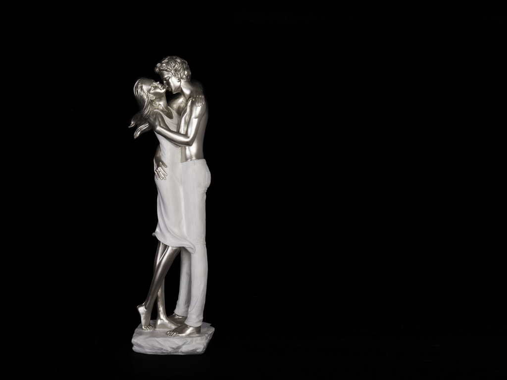 Parfigur, hvit & sølv, 56 x 18 x 14 cm