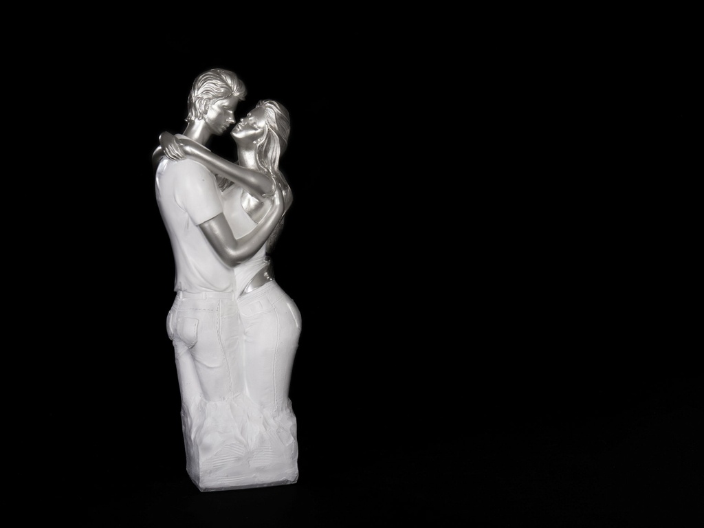 [80260] Parfigur, hvit & sølv, 30 x 10 x 9 cm