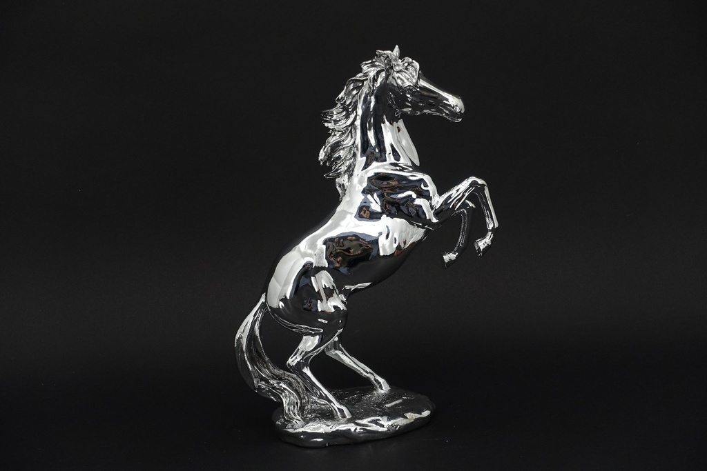 [80333] Steilende hest, antik sølv, 34,8 x 24,8 x 12,2 cm