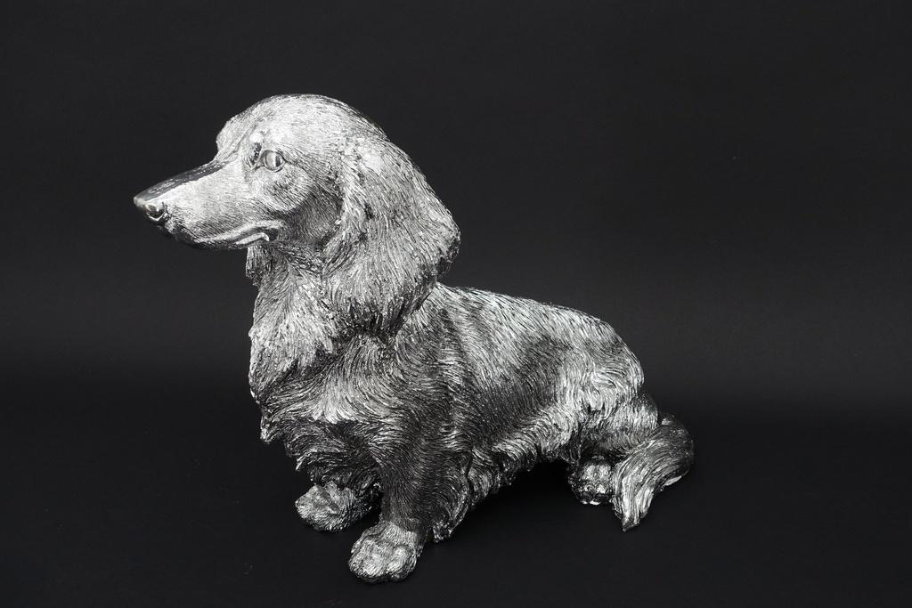 Dachs dog, antikk sølv, 35 x 43 x 21 cm