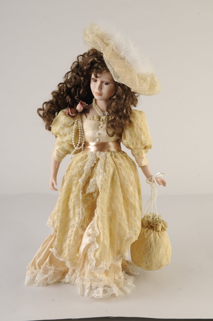 [872521] Dukke, ballkjole,beige,H-40 cm