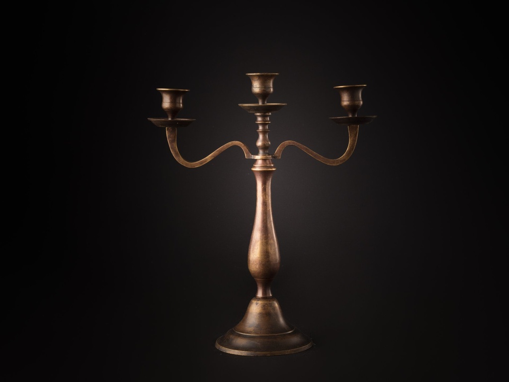 Lysestake,3-arma,bronze,H-32cm