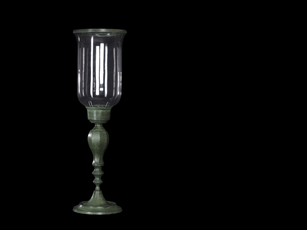 [888542] Stormlykt m/glass,grønn,H-52cm