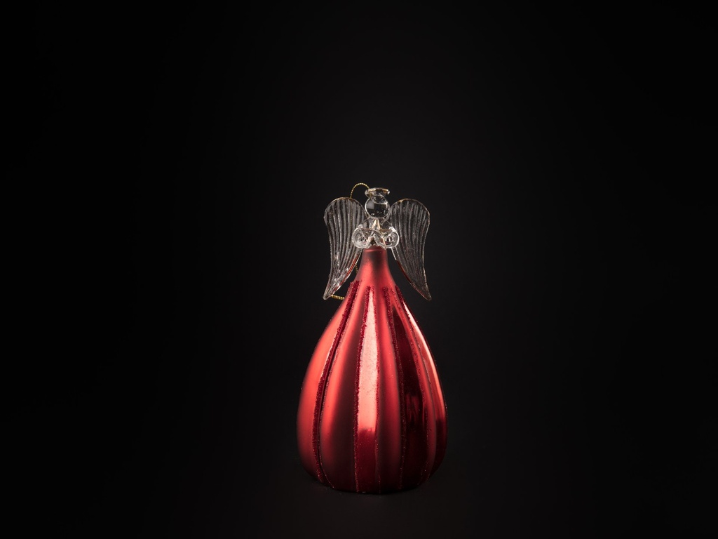 Glassengel rød, H - 16 cm