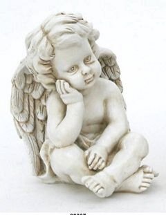 [90337] Engel i antikk hvit, 20 x 17 x 14 cm.