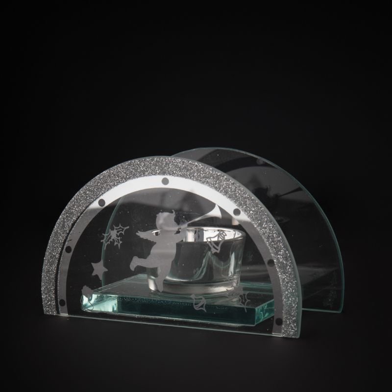 [90345] Telysholder for 1 telys, m/engel, 13 x 8 x 7 cm