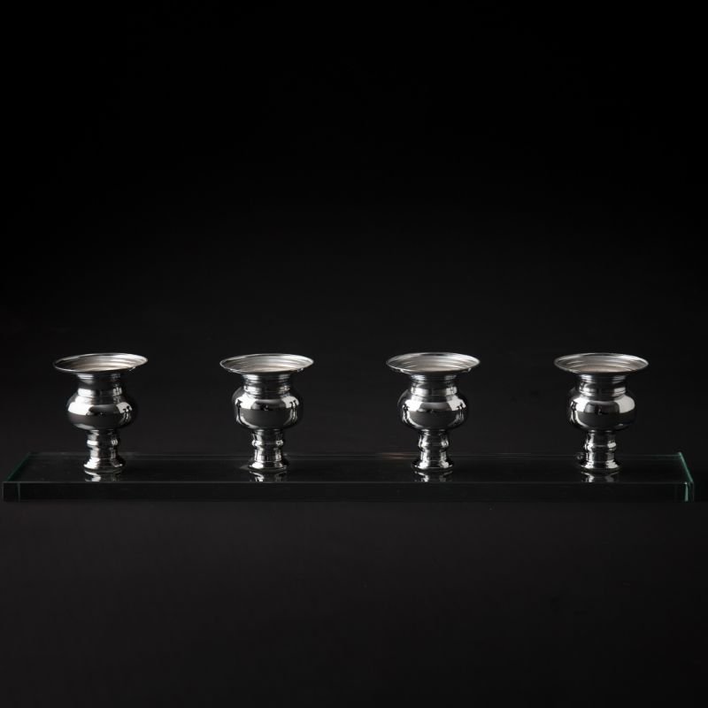 [90504] Lysestake, krystall og sølv, L - 40 / W - 9 cm / H - 7 cm