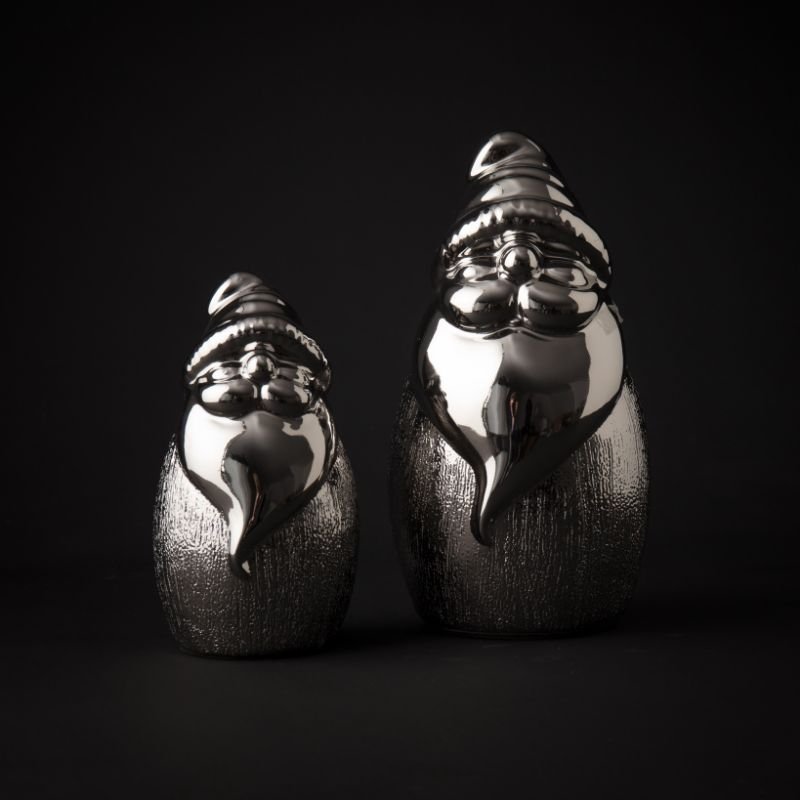[90623] Julenisse, blank + rustikk sølv, H - 23 / dia. 12 cm