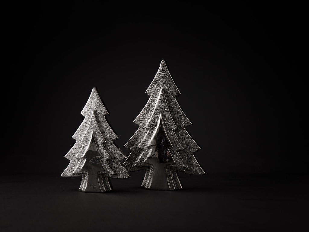 Juletre, blank + rustikk sølv, H - 23 / dia. 12 cm