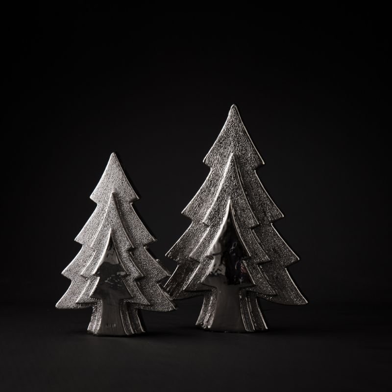 [90625] Juletre, blank + rustikk sølv, H - 30 / 21 x 5,5 cm