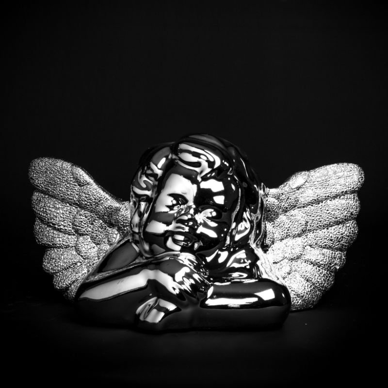 Engel", blank + rustikk sølv, 25 x 12 x 12,5 cm