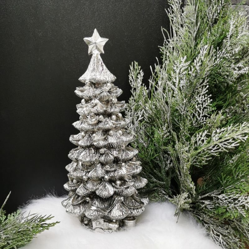 [90841] Juletre, antikk sølv, H - 30 / dia. 13,5 cm