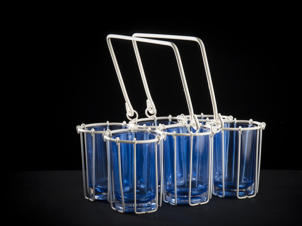 Kurv m/fyrfad 6 glass,creme   