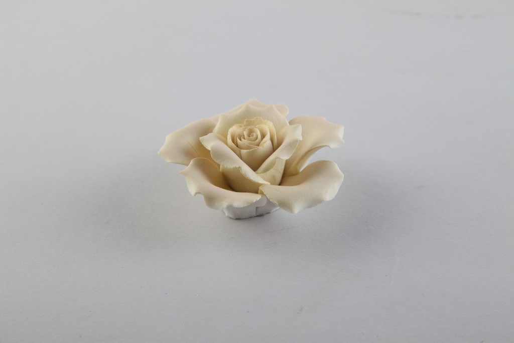 Rose, keramikk, creme, 7,5 cm