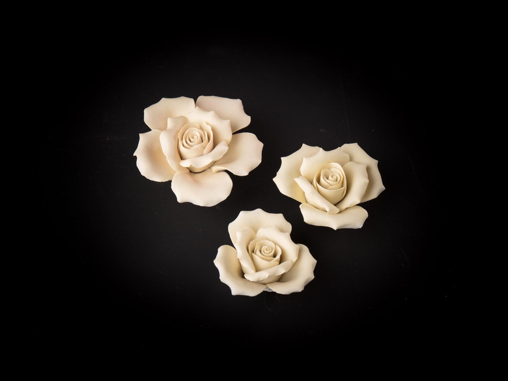 Rose, keramikk, creme, 6 cm