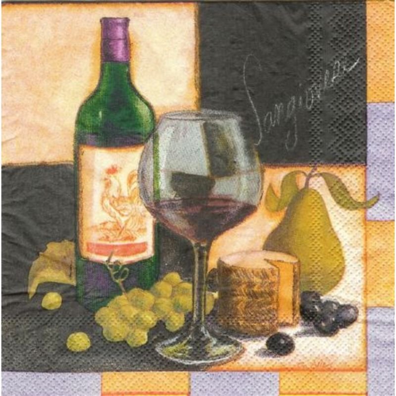 [18010] Serviett lunch vin ost & frukt
