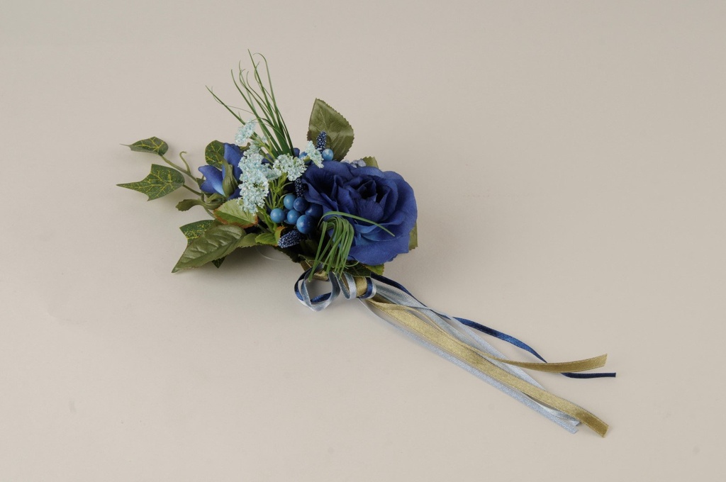 Rose m/gras og bånd, blå
