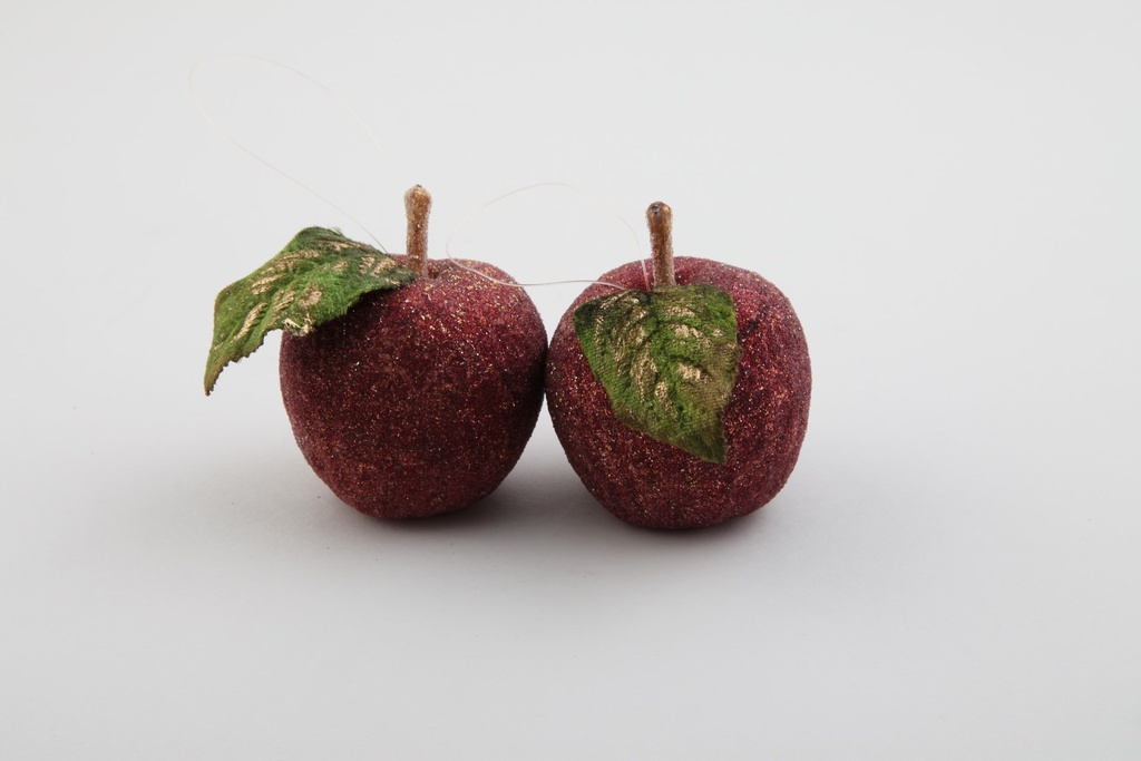 Epler m.glitter Ø-8cm,12/box vinrød