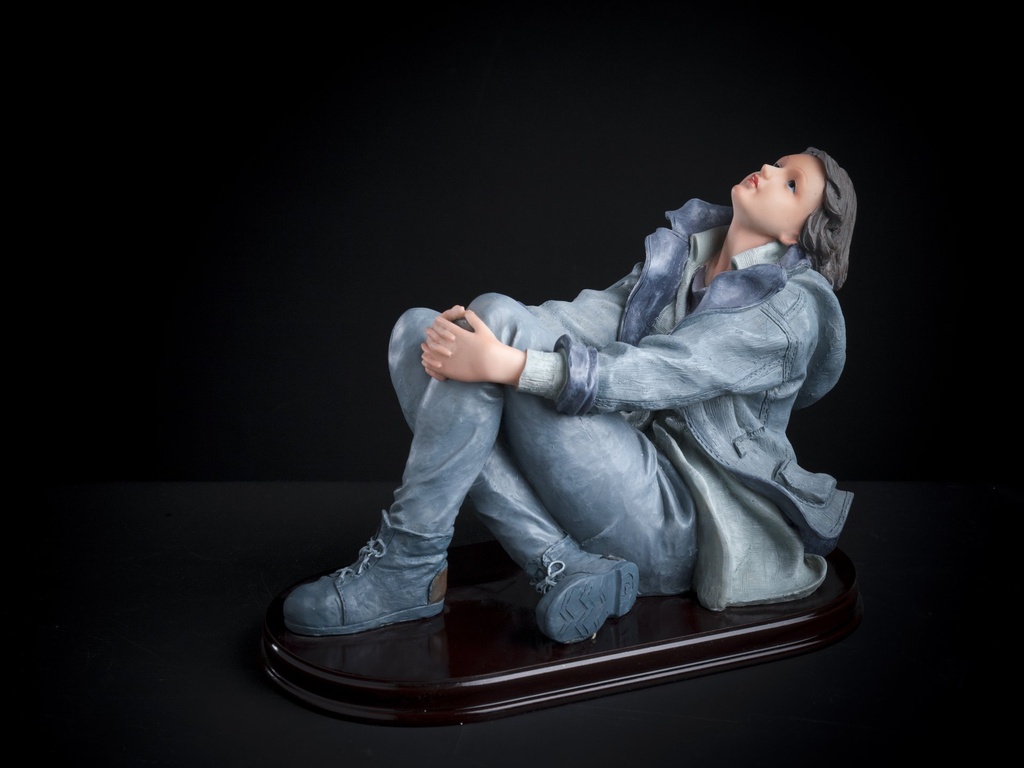 Figur, dame, 20 cm, blå
