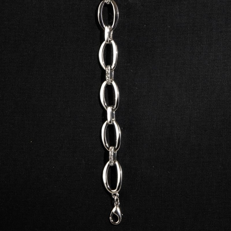 [20034] Armbånd i rhodium 17+3cm med krystall dekor