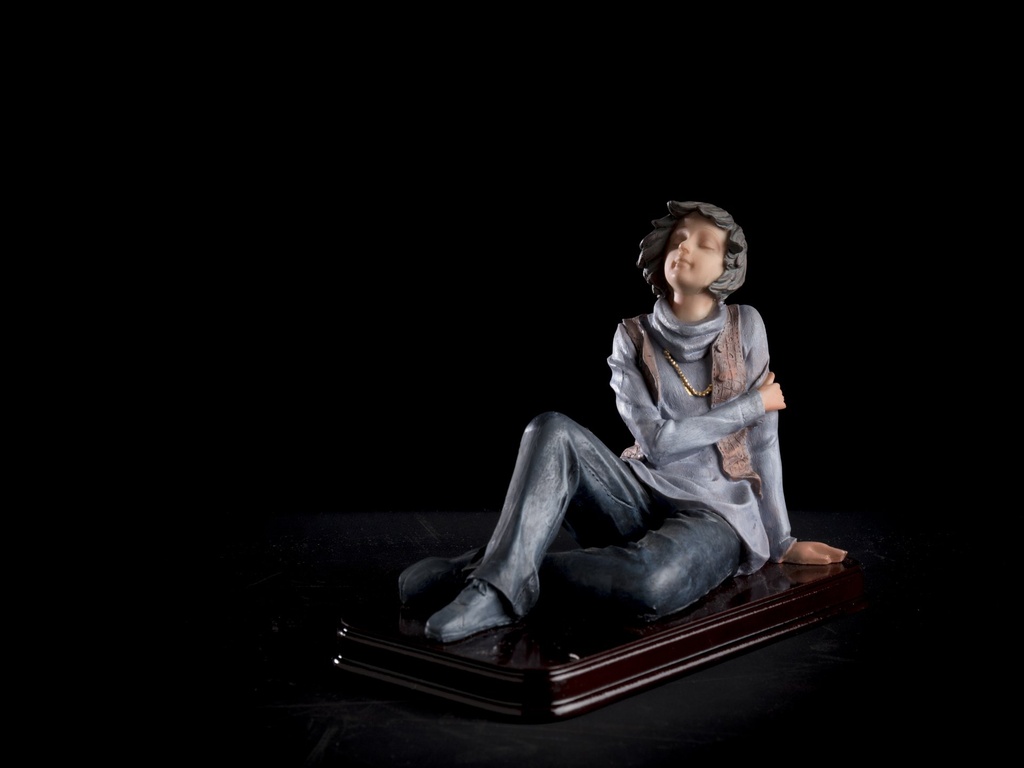 Figur, dame, 12 cm, blå