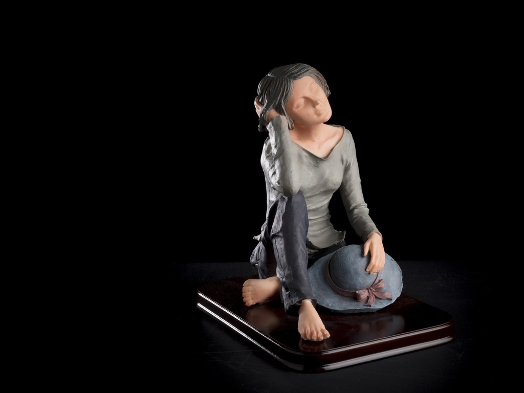 Figur, dame, 20 cm, blå