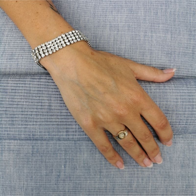[20040] Armbånd i rhodium 17+3cm, krystall "strass"