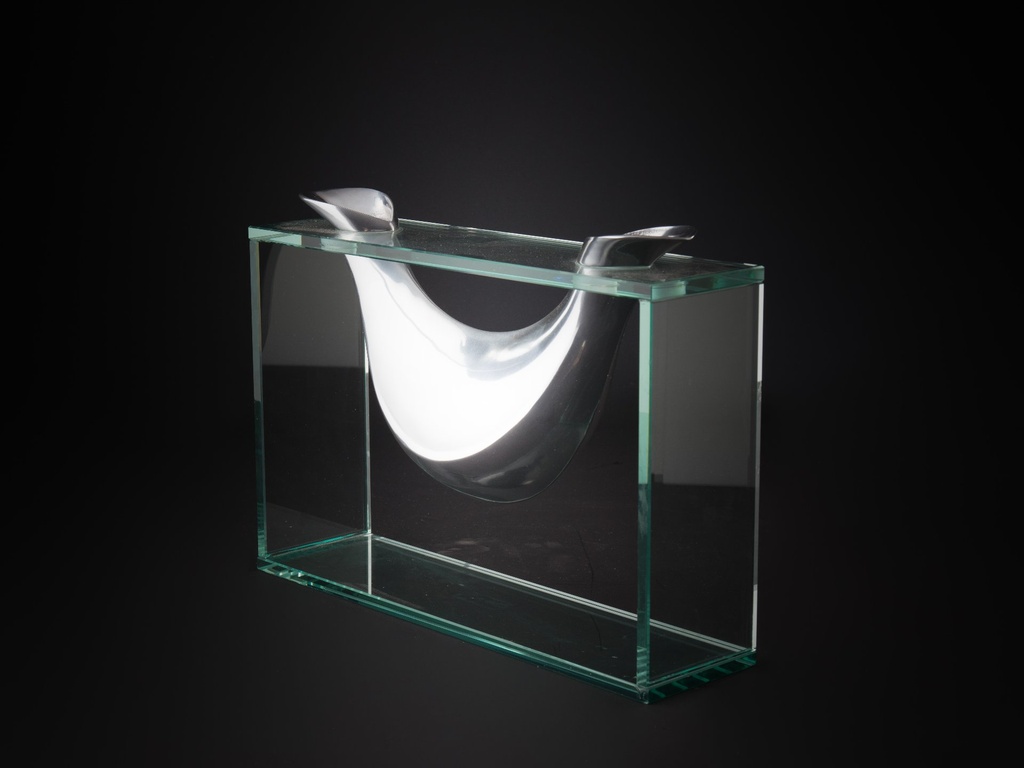 Vase,quarte,glass/alu.22x30   