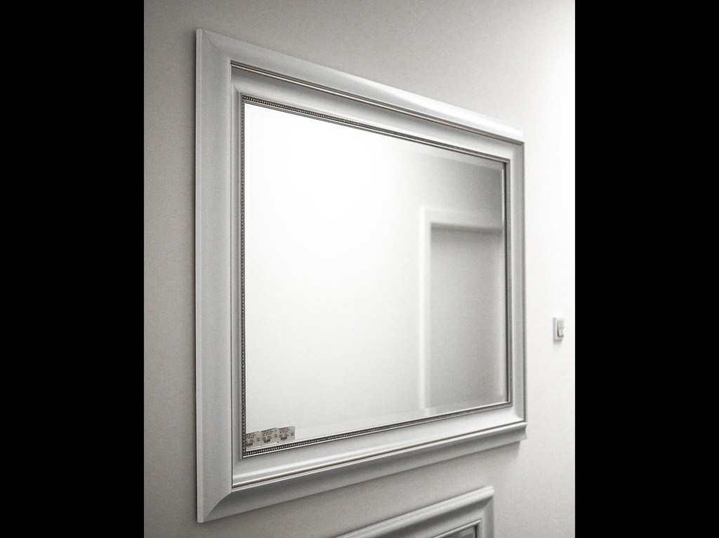 [500319] Facetslipt speil i hvitt & gyllent sølv  m/"Ray stones", 140 x 60 cm