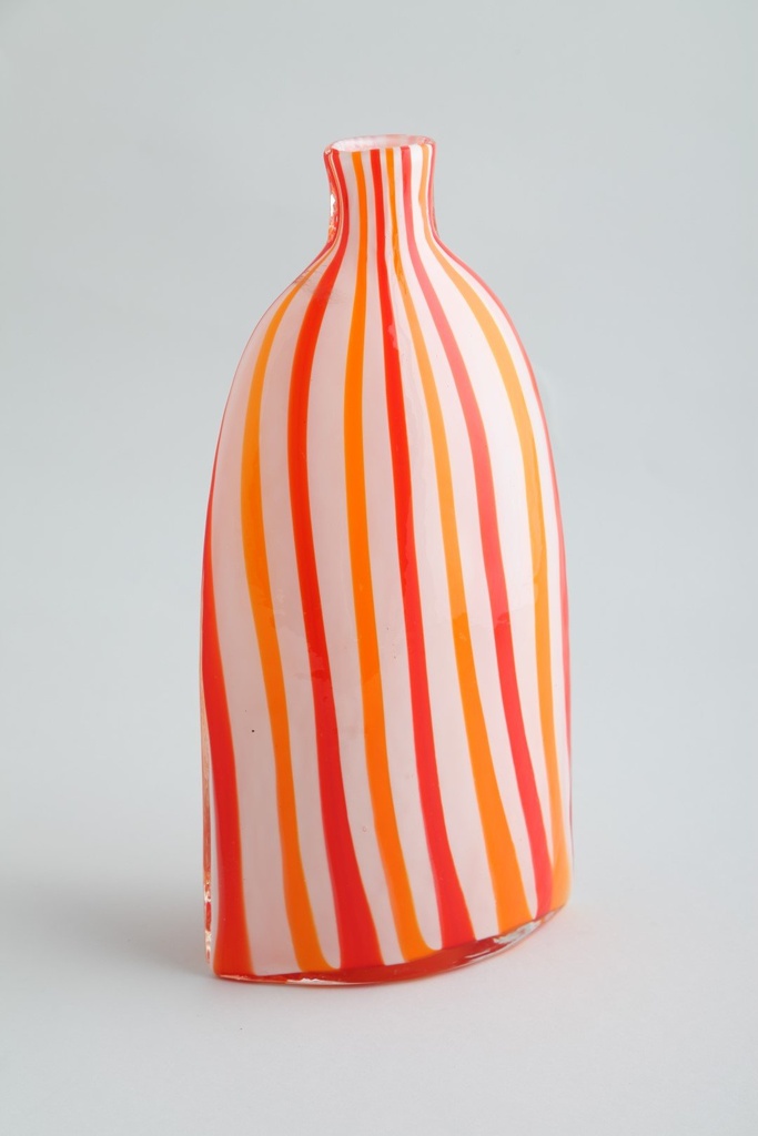Vase glass or./rød/hv.H30 Br15