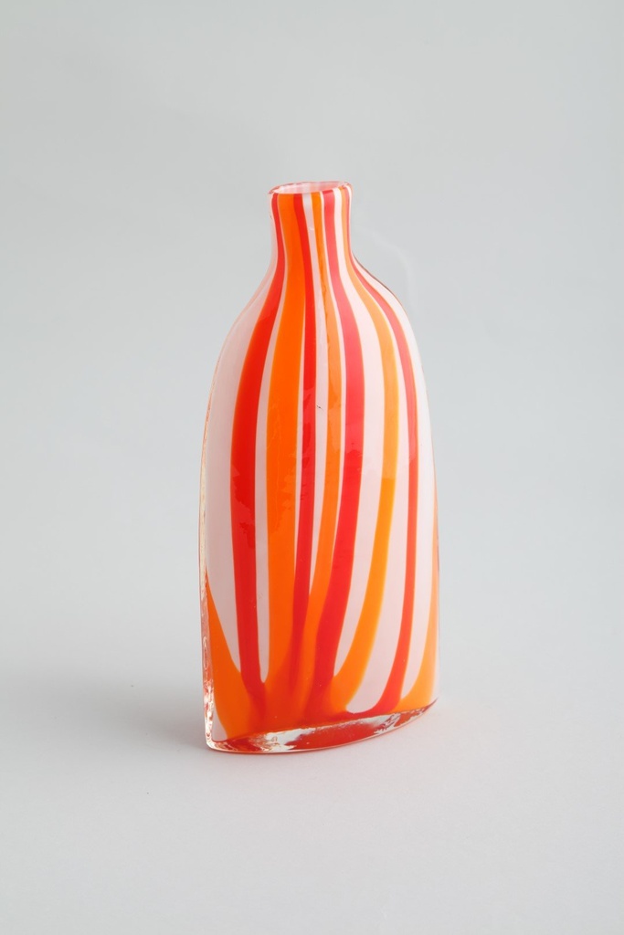 [27261] Vase glass or./rød/hv.H25 Br12