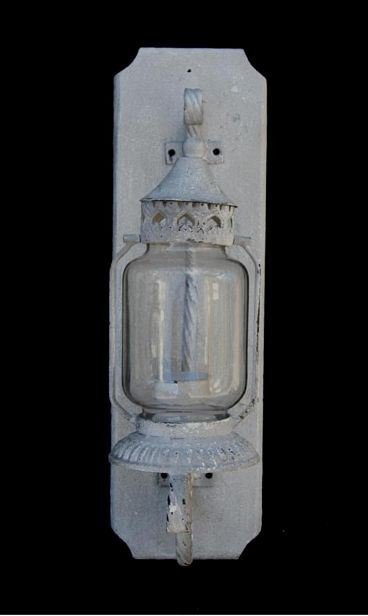 [30157] Vegglykt i tre/stål  grå/hvit  46 x 14 x 25 cm