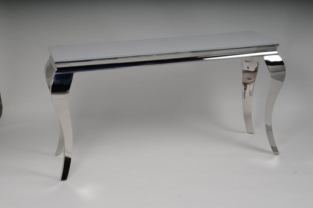 [30177] Konsollbord m/hvit glassplate, 140 x 45 x 75 cm