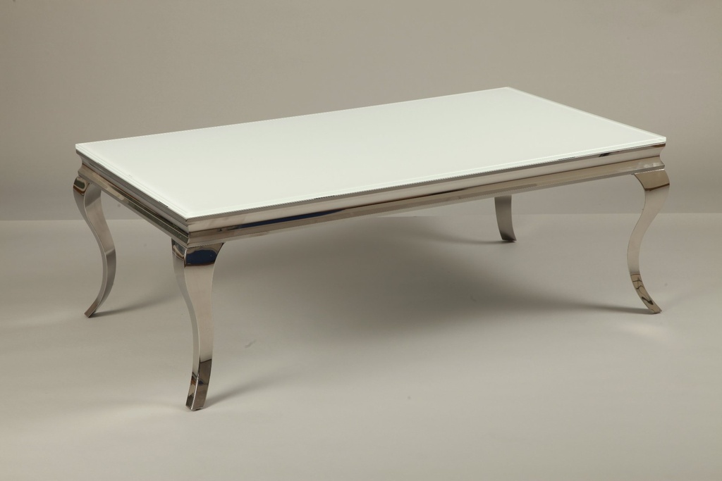 [30183] Salongbord m/hvit glassplate, 135 x 75 x 48 cm