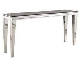 [30240] Konsollbord i rustfritt stål, 12 mm svart glass plate, 140 x 45 / H - 75 cm