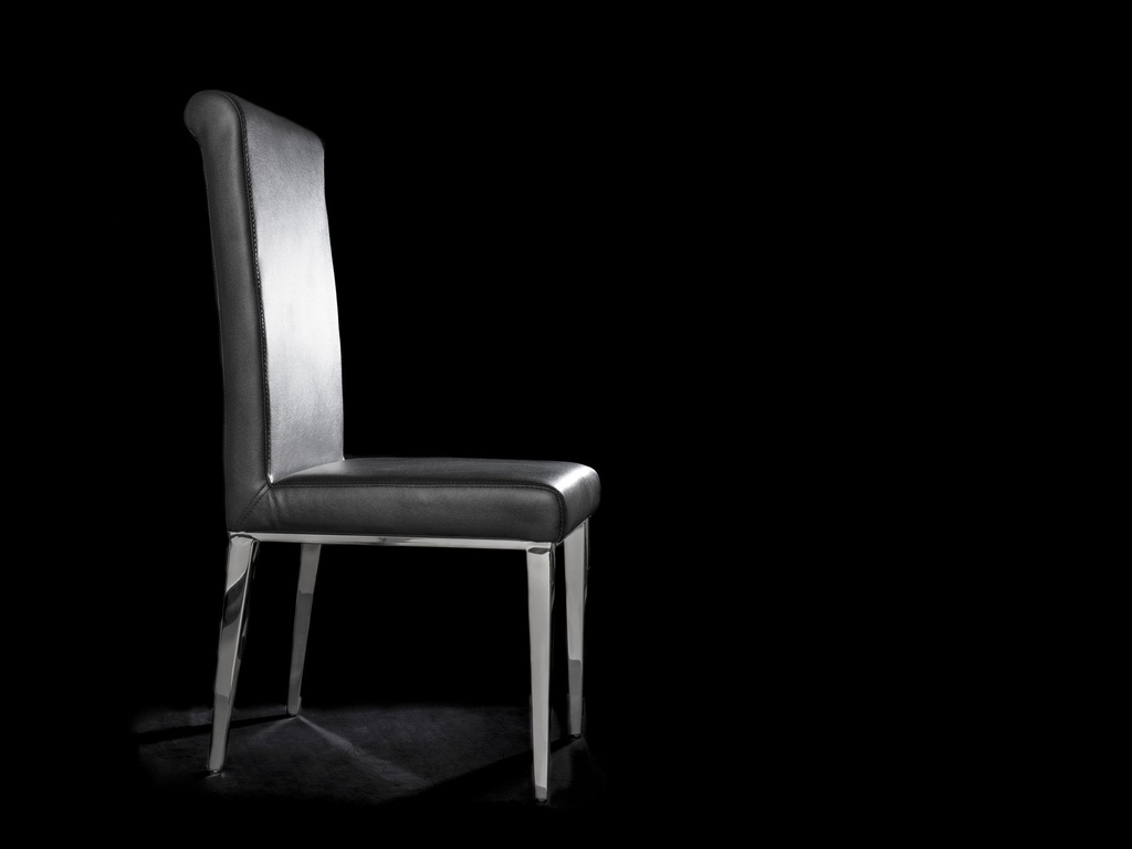 [30256] Stol i rustfritt stål, svart PU, 102 x 56 x 47 cm