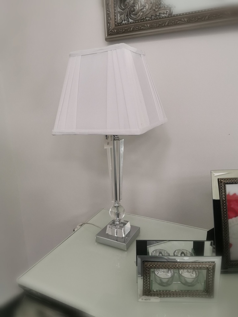 [31076] Lampe i krystall og krom m/firkantet skjerm, H - 56,5 cm
